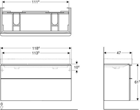 Geberit 500.356.00.1-Fürdőszobai szekrény dupla mosdóhoz Smyle Square 61,7x118,4 cm fehér
