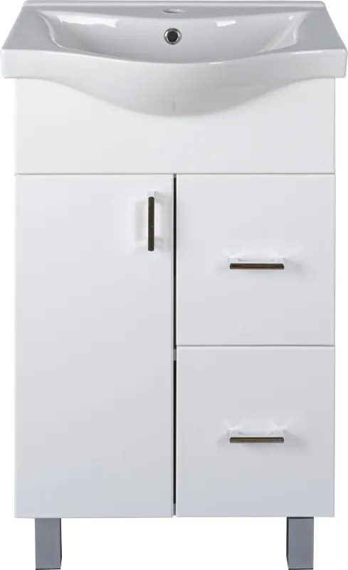 VivaStyle BIANKA 55 lábon álló fürdőszobabútor 2 fiókos Sanovit ALBATROS 10055 mosdókagyló 54,5 x45