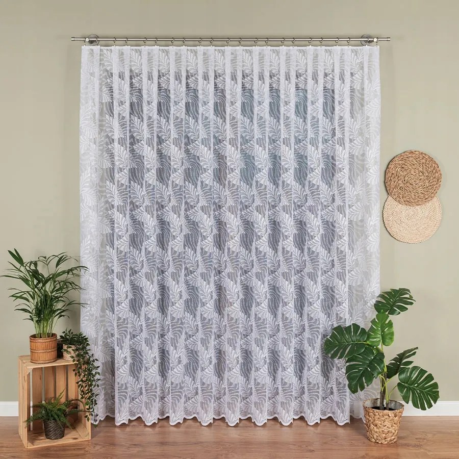 Mg Függöny Levelek 107229M Fehér 250x250cm Kész Szalaggal M