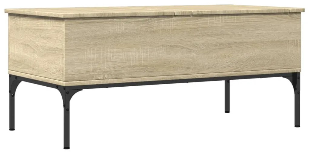 Sonoma tölgy szerelt fa és fém dohányzóasztal 100x50x45 cm