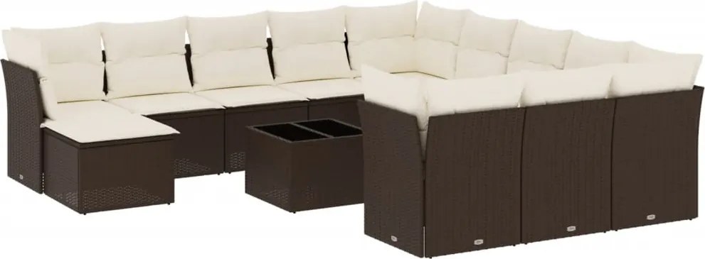vidaXL 13 részes barna polyrattan kerti ülőgarnitúra párnákkal