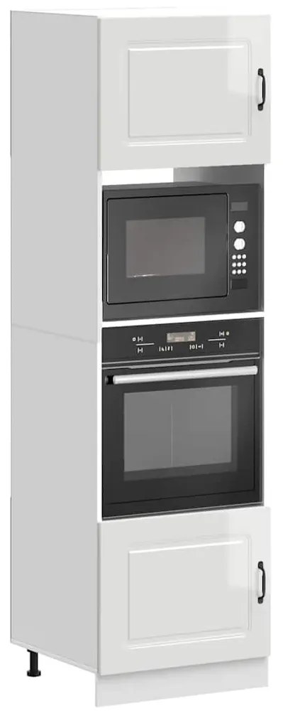 Kalmar 2 db fényes fehér színű szerelt fa sütőszekrények