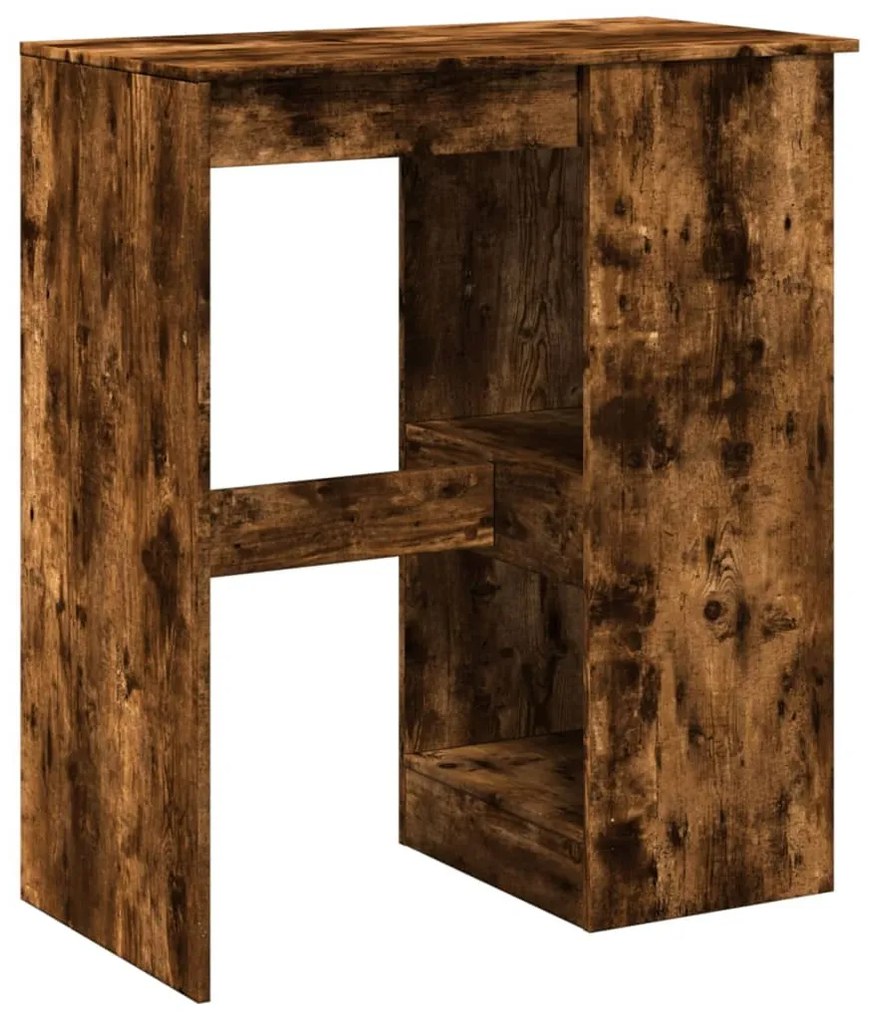 füstös tölgy szerelt fa bárasztal tárolókkal 90x47,5x103,5 cm