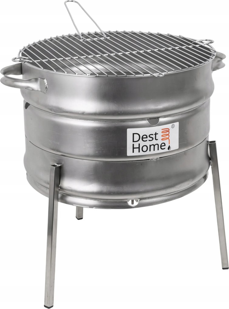 Kerti Grill 2in1 Tűztér Rozsdamentes Acél Tömör Tartós Szén Fa