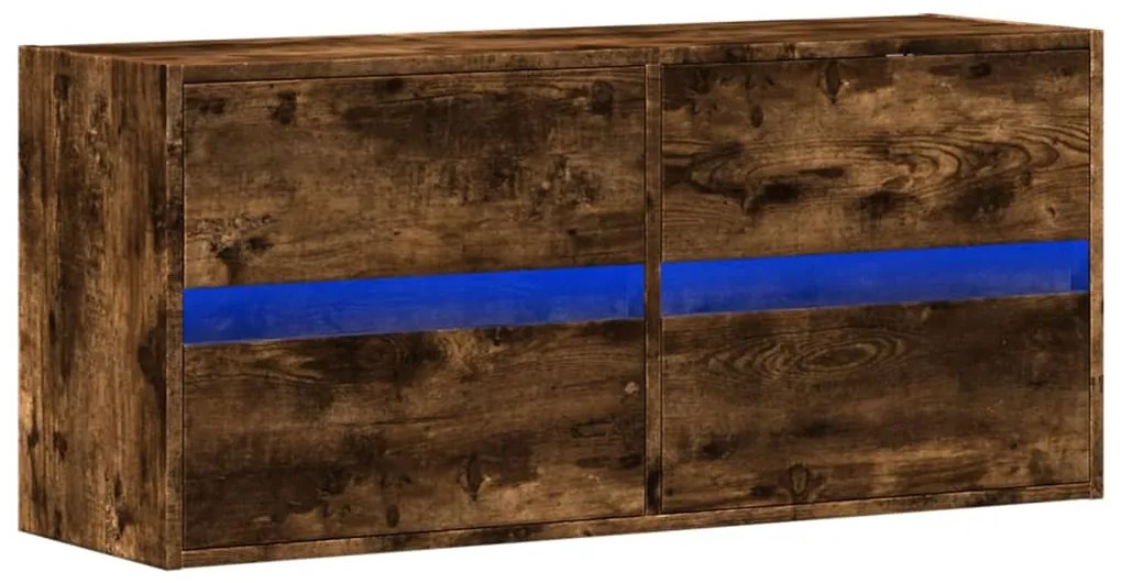 füstös tölgy színű fali TV-szekrény LED-ekkel 100x31x45 cm