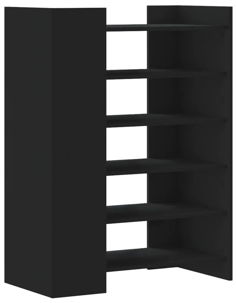 fekete szerelt fa cipőszekrény 74,5 x 37,5 x 100 cm