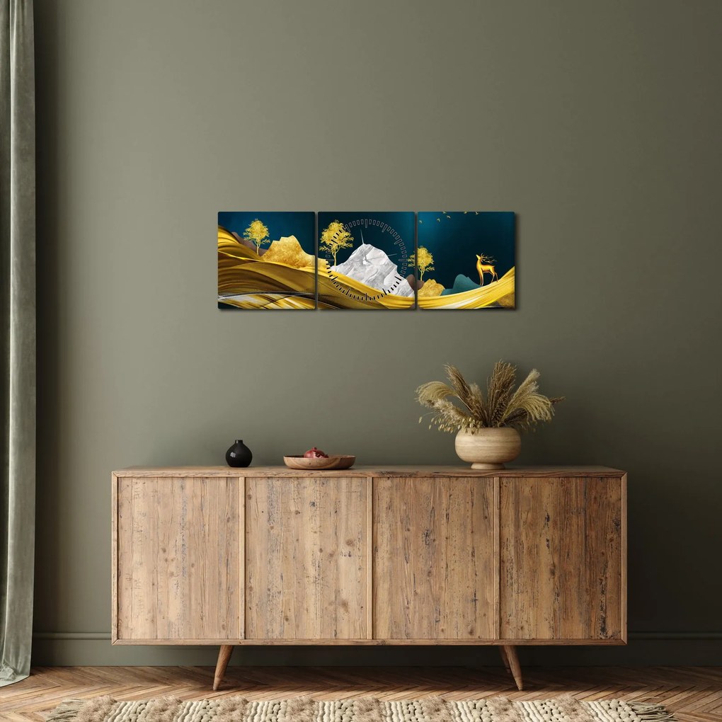 Kép - Szarvas a tájban (órával) (90x30 cm)