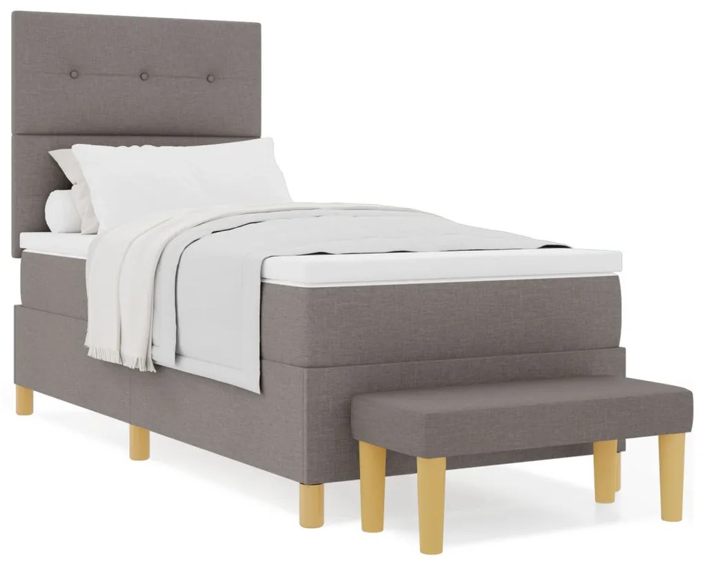 Boxspring Ágy Matraccal és Pad Taupe 90x190 cm Szövet