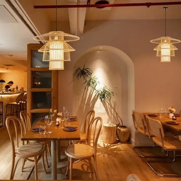 Immax 08255L - Csillár zsinóron PINCHOS 1xE27/40W/230V átm. 50 cm bambusz