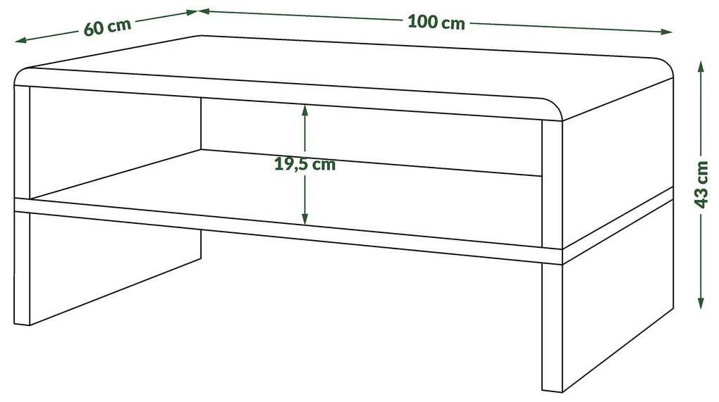 Mazzoni ROCK Fekete Fényes/Millenium Beton - MODERN DOHÁNYZÓASZTAL POLCCAL