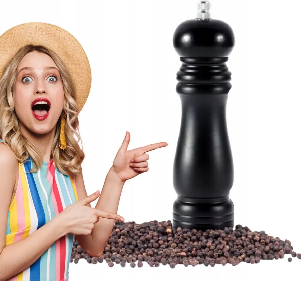 Fa borsdaráló fűszerdaráló fekete 10cm