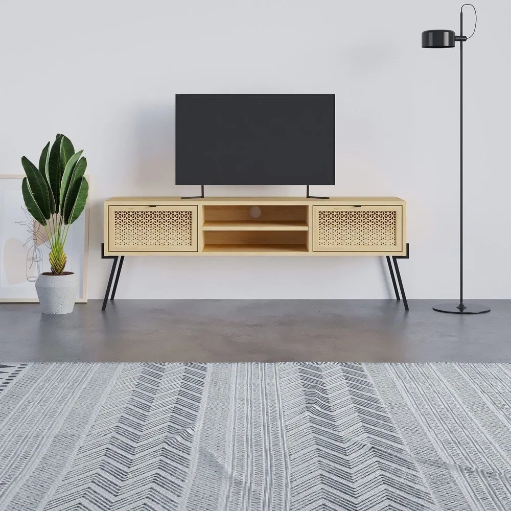 Natúr színű TV-állvány tölgyfa dekorral 140x51 cm Ecrin – Marckeric