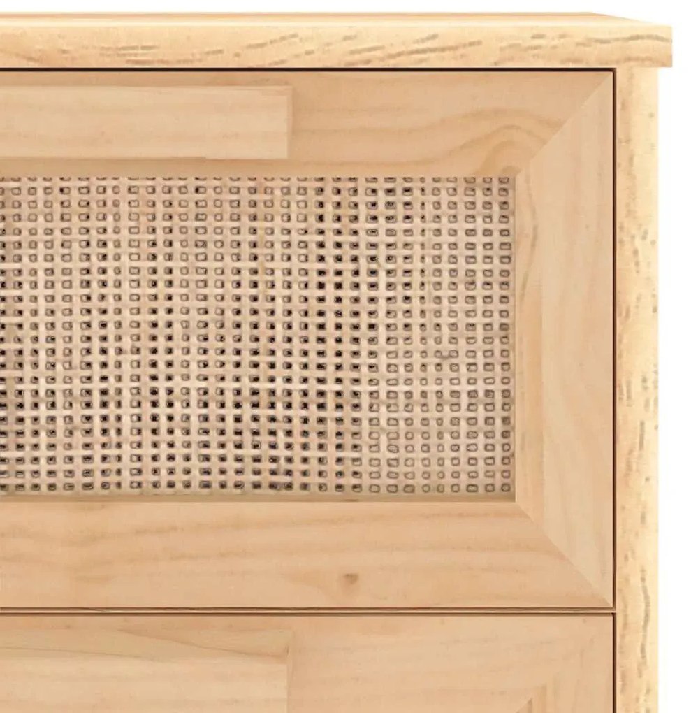 barna tömör fenyő/természetes rattan tálalószekrény 40x30x90 cm