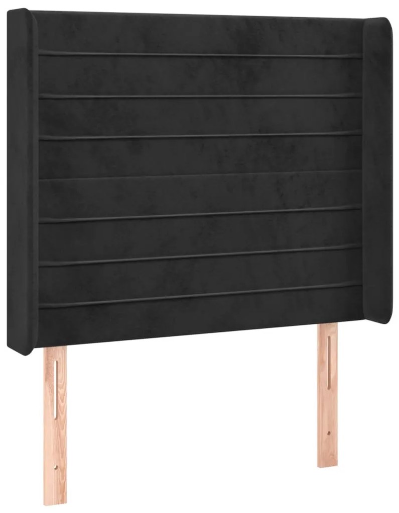 fekete bársony fejtámla szárnyakkal 103x16x118/128 cm