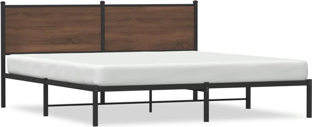 vidaXL barna tölgy színű fém ágykeret matrac nélkül 160 x 200 cm