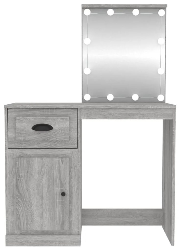szürke sonoma szerelt fa pipereasztal LED-del 90x50x132,5 cm