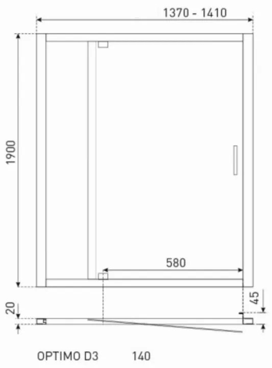 Optimo D3 140x190 cm zuhanyajtó