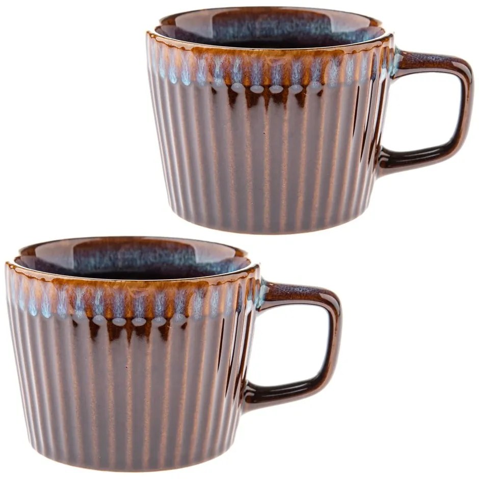 Kék-barna kőedény bögre szett 2 db-os cappucinóhoz 190 ml Tone – Dakls