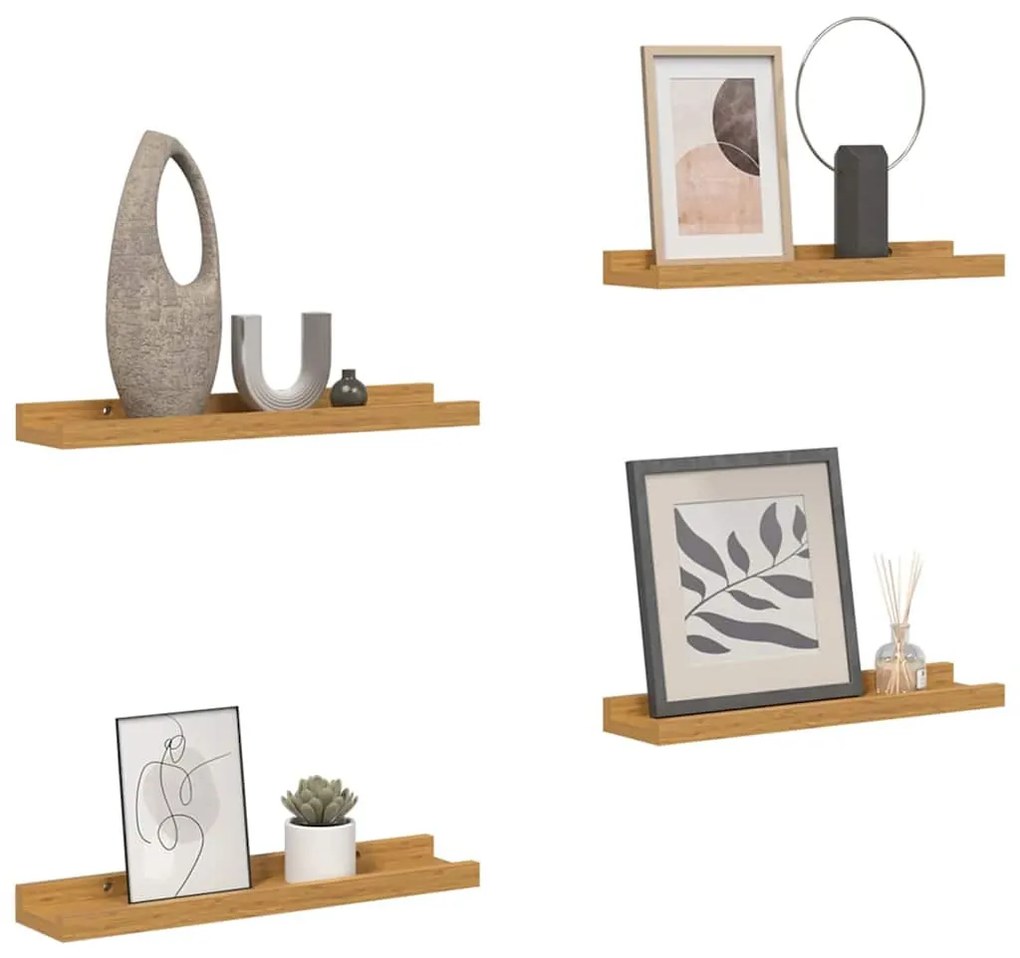 Falpolc polcokkal tárolóval 4 pcs Bézs 60 x 9 x 3 cm Faanyag