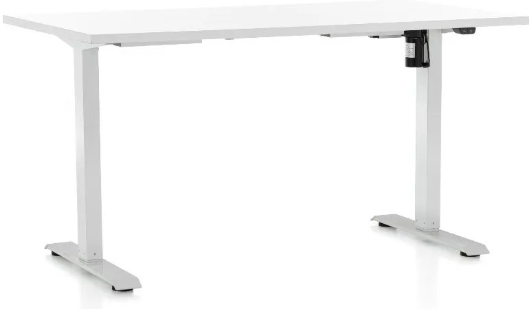 Állítható magasságú asztal OfficeTech A, 120 x 80 cm, fehér alap, fehér