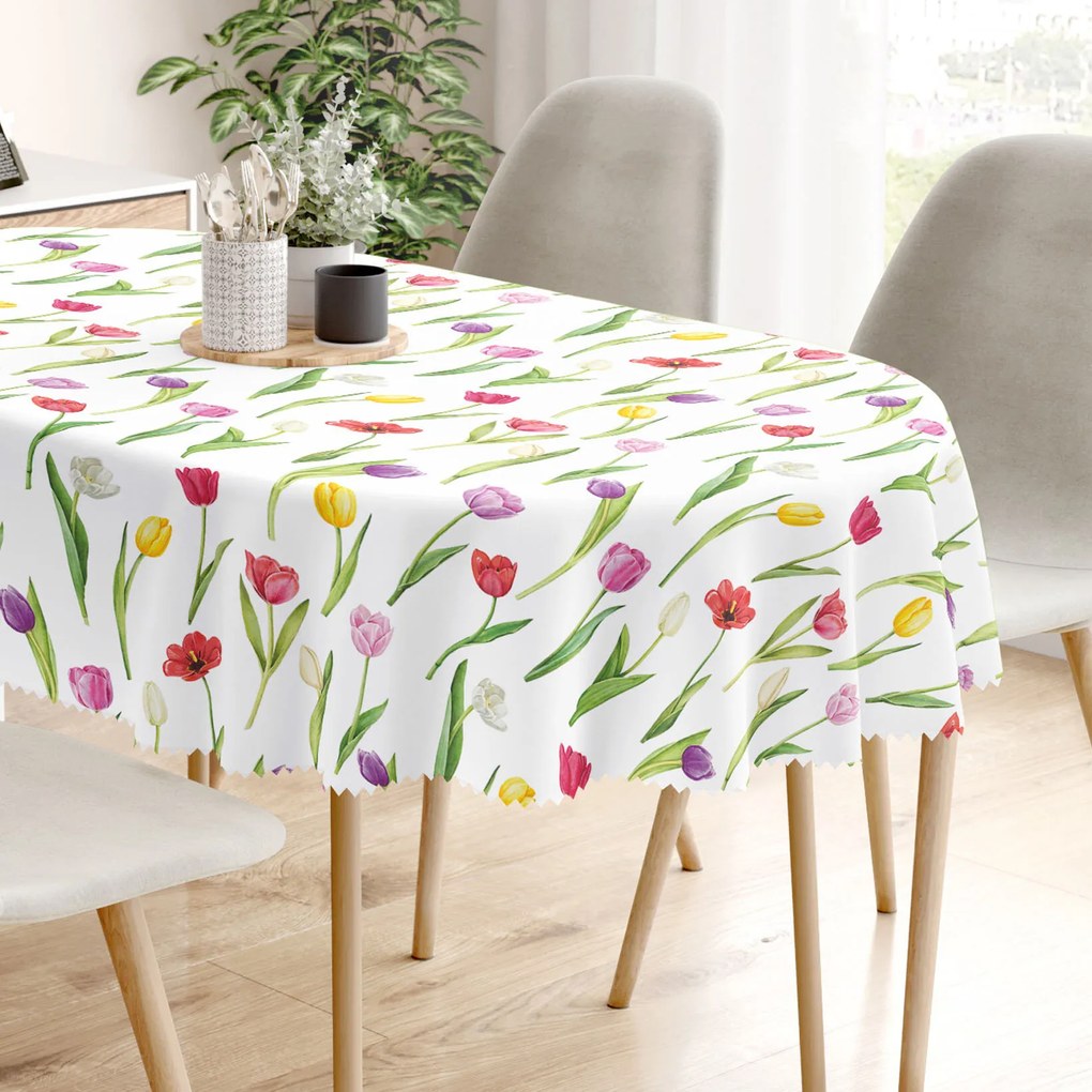 Goldea ovális teflonos terítő - színes tulipánok 120 x 200 cm