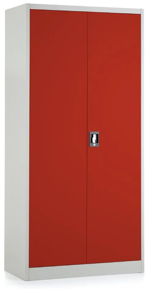 Fém szekrény, 90 x 45 x 185 cm, hengerzár, piros - ral 3000