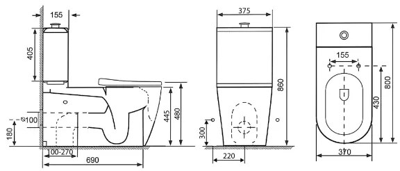 Sapho - Kombinált WC akadálymentes fehér