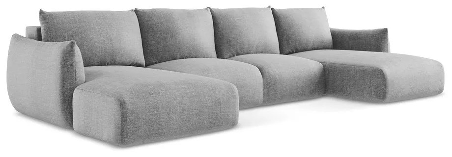 Világosszürke kinyitható sarokkanapé (U alakú) Leila – Makamii