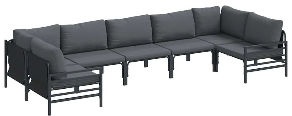 Kerti Kanapé Szett 7 pcs Antracitszürke Acél