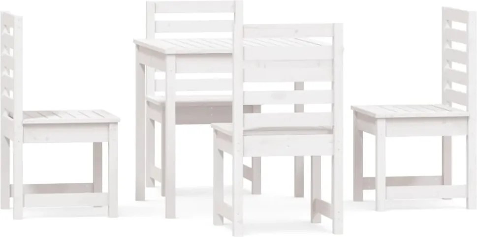 vidaXL 5 részes fehér tömör fenyőfa kerti étkezőgarnitúra