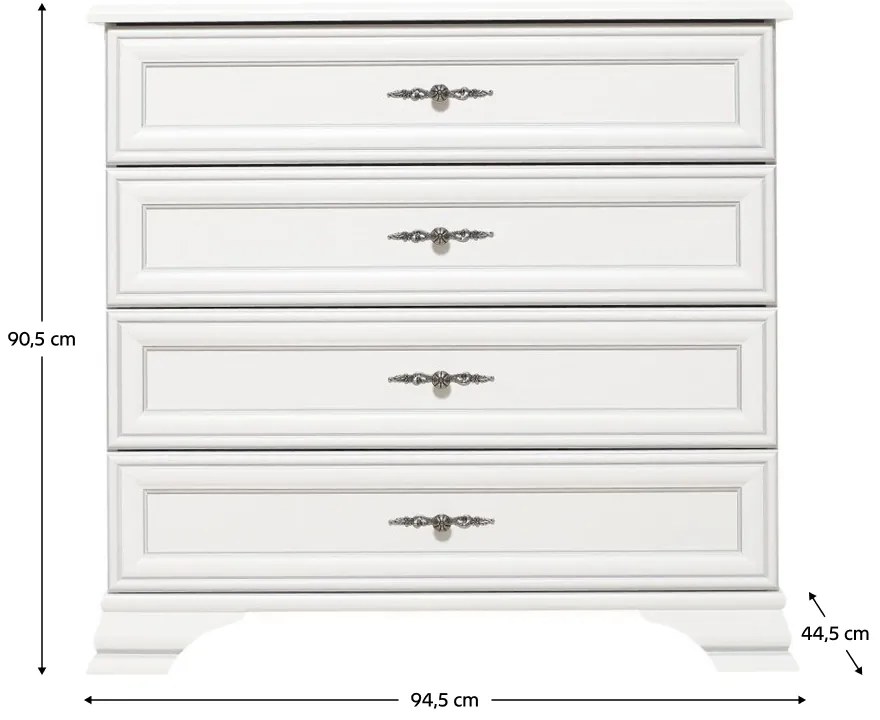 KENTAK KOM4S komód, alpesi fehér
