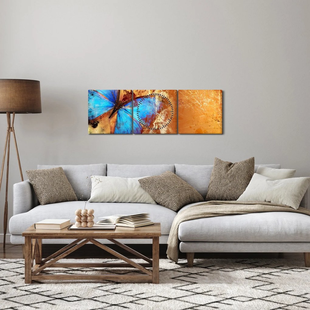 Kép - Kék pillangó (órával) (90x30 cm)