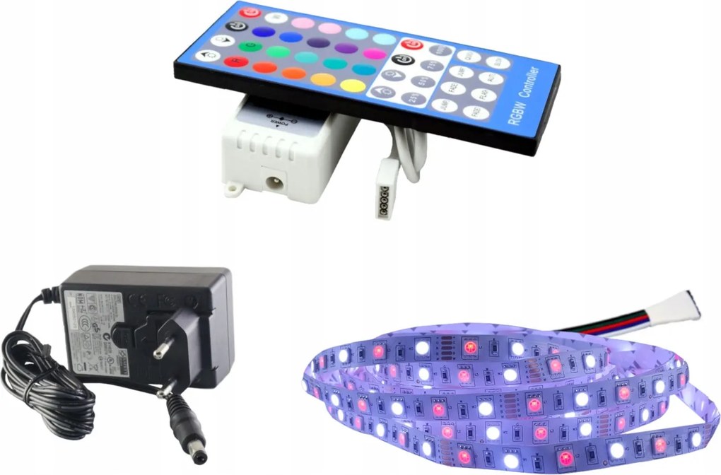 Led szalag szett 300 Smd Rgbw 5050 távirányító 1m