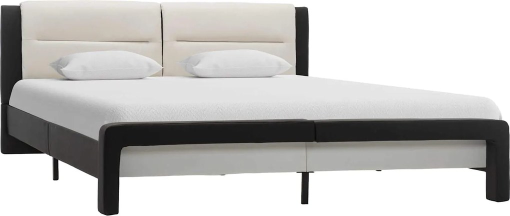 vidaXL Ágykeret fejtámlával Fekete 218 x 132 x 86.5 cm Műbőr