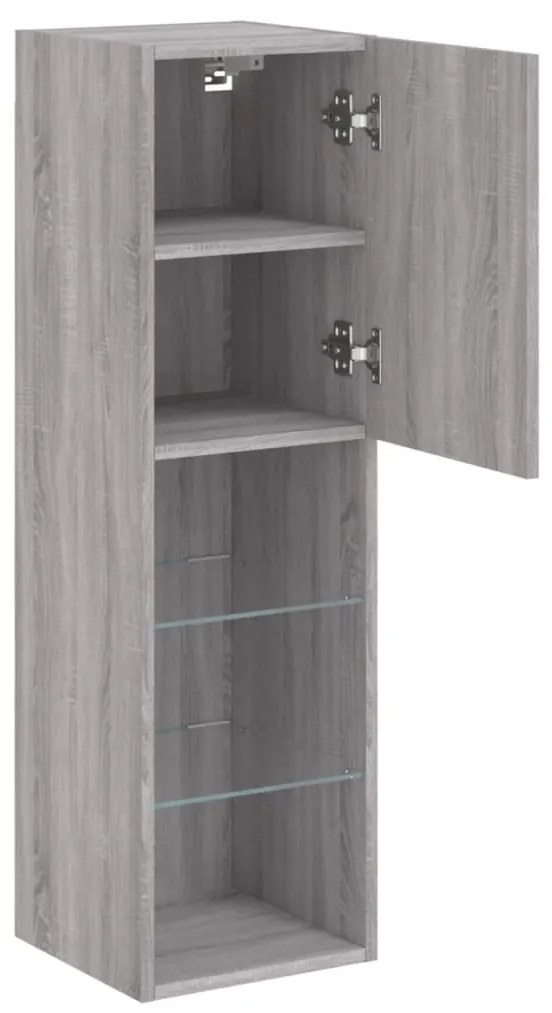 szürke sonoma színű TV-szekrény LED-lámpákkal 30,5x30x102 cm