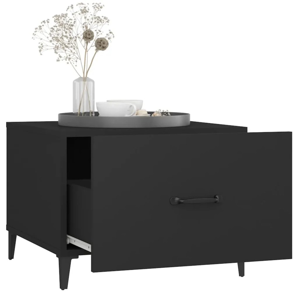 2 db fekete dohányzóasztal fémlábakkal 50 x 50 x 40 cm