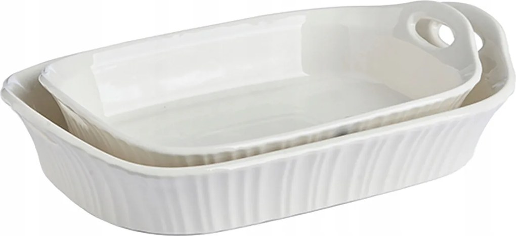 Téglalap alakú sütőforma szett 2 db-os krémszínű nyéllel edény