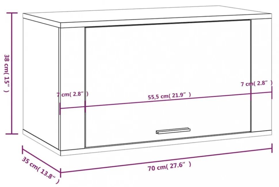 betonszürke szerelt fa fali cipőszekrény 70 x 35 x 38 cm
