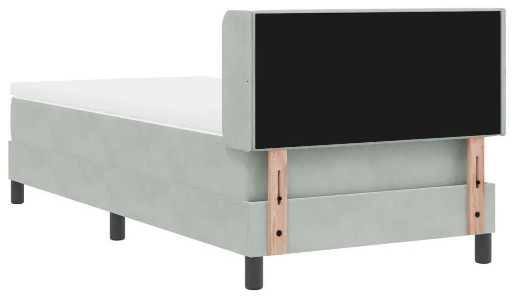 Boxspring Ágy Matrac Halandó Szürke 90x190 cm Bársonyos