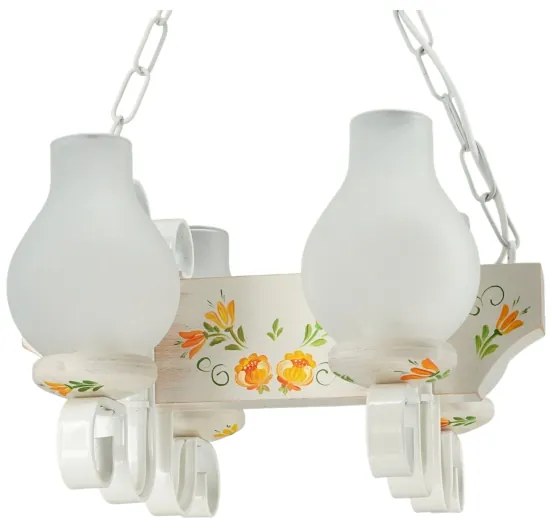 Brilagi - Láncos csillár QUEEN 4xE14/40W/230V bükk/krémszínű