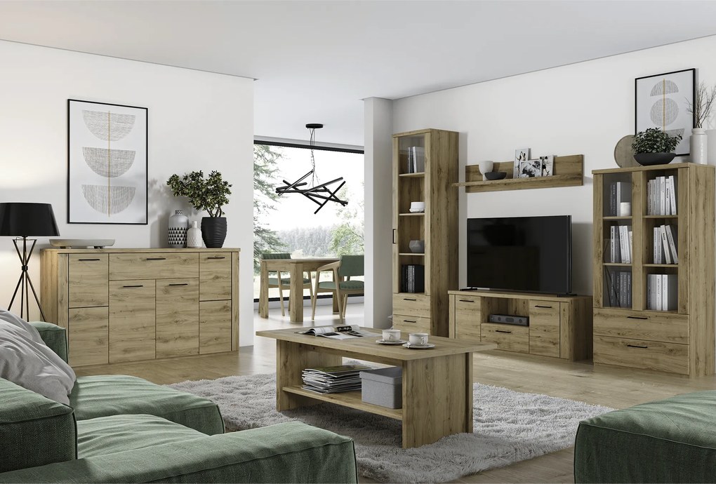 Alacsony vitrin 1W2S, navarra tölgy, DORSI