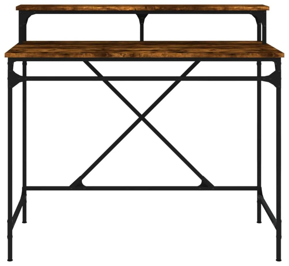 füstös tölgy színű szerelt fa és vas íróasztal 100 x 50 x 90 cm