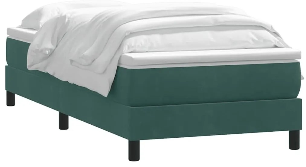 vidaXL sötétzöld bársony rugós ágy matraccal 80x220 cm