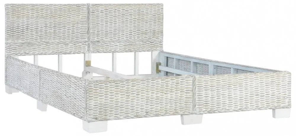 szürke természetes rattan ágykeret 140 x 200 cm