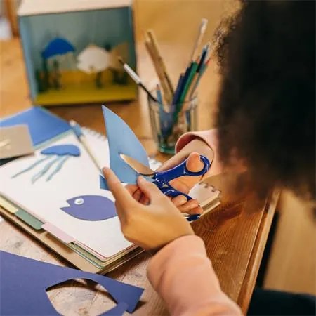 Olló, iskolai, 15 cm, FISKARS, kék (IF1067849)