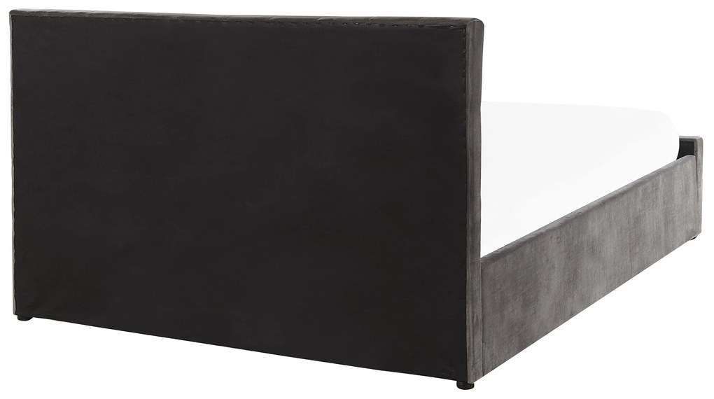 Szürke bársony ágyneműtartós franciaágy 140 x 200 cm AMIENS Beliani