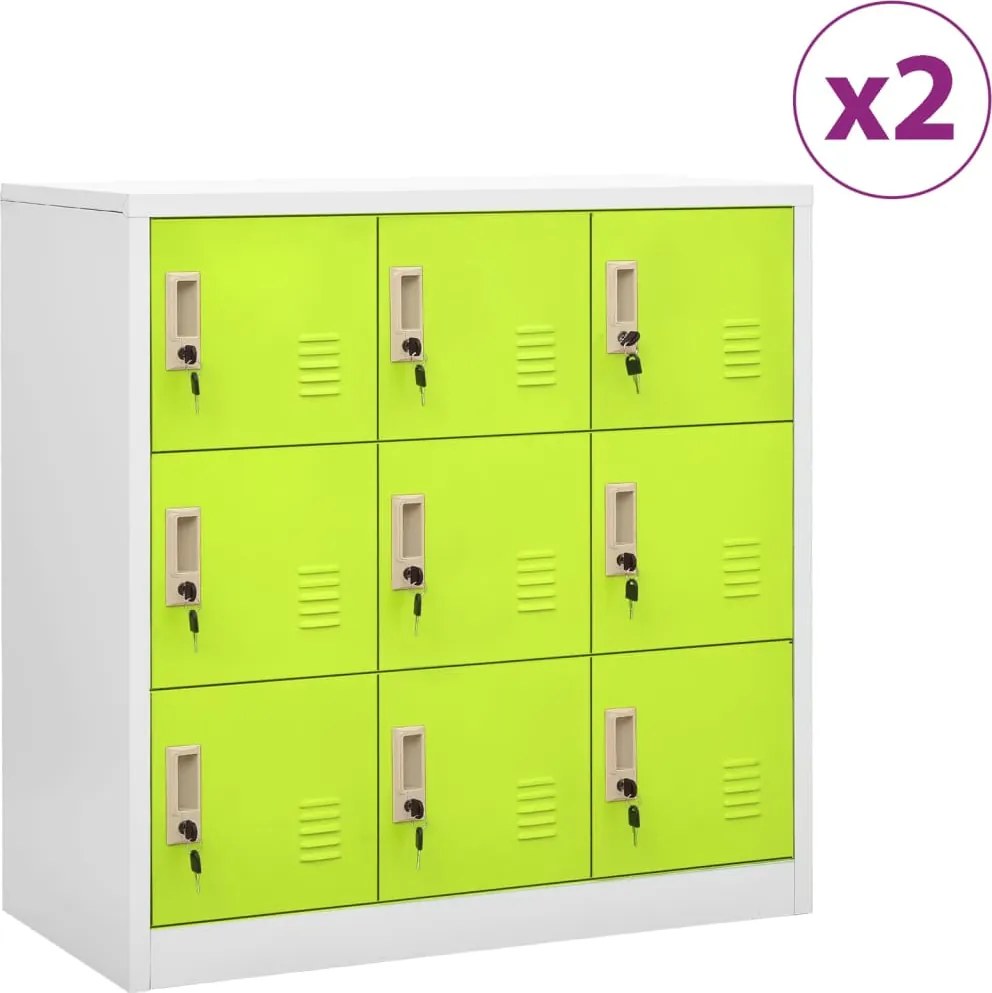 vidaXL 2 db világosszürke-zöld acél zárható szekrény 90 x 45 x 92,5 cm