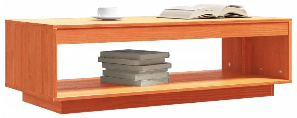 Viaszbarna tömör fenyőfa dohányzóasztal 110 x 50 x 33,5 cm