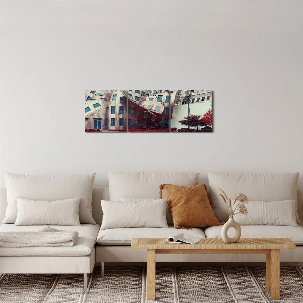 Kép - építészeti épület (órával) (90x30 cm)