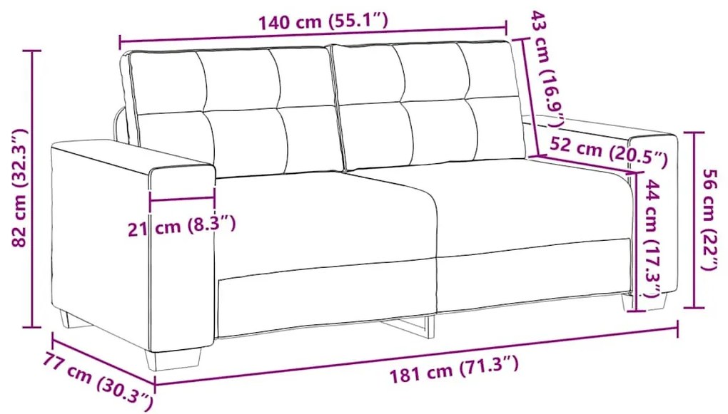 fekete szövet loveseat kanapé 140 cm